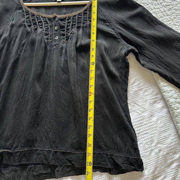 J. JILL Black Sheer Long Sleeve Peasant Top Size M - Picture 7 of 11
